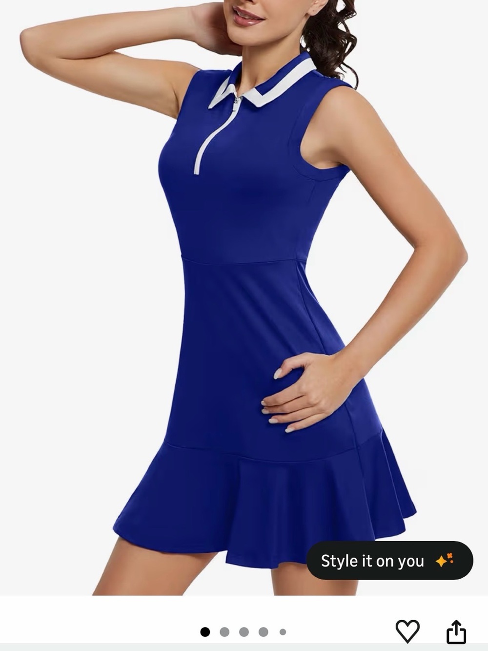 Sleeveless Polo Dress in Royal Blue with White Trim
